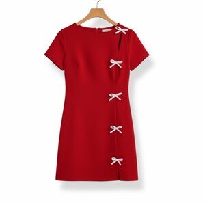 TU.LX Valentine Bow Black Dress with White Bow Accents